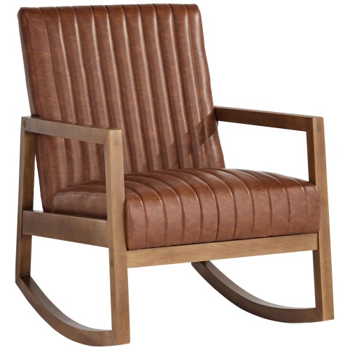 Rust Brown Wood Frame Rocking Chair