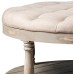 Crestview Collection Julia Gray Upholstery and Wood Round Ottoman