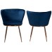 Farah Navy Blue Velvet Fabric Dining Chairs Set of 2