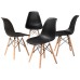 Jaspen Black Plastic Oak Brown Wood Dining Chairs Set of 4