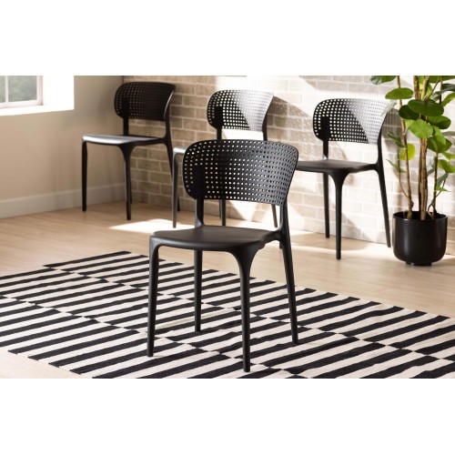 Baxton Studio Rae Black Stackable Dining Chairs Set of 4