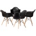 Galen Black Plastic Oak Brown Wood Dining Chairs Set of 4