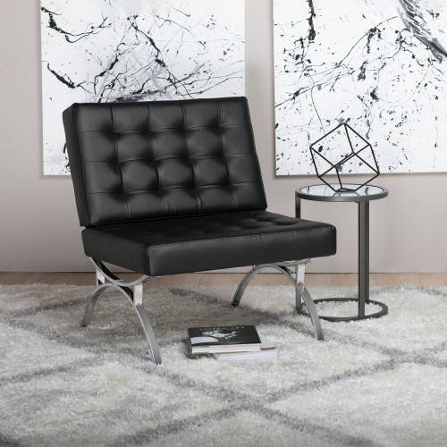 Newel Black Leather Accent Chair