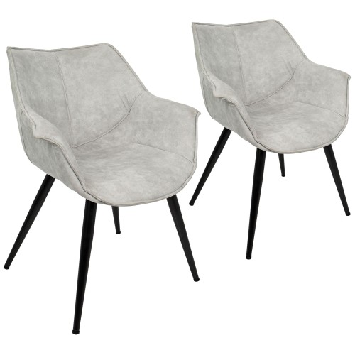 Wrangler Light Gray and Metal Accent Chair Set of 2