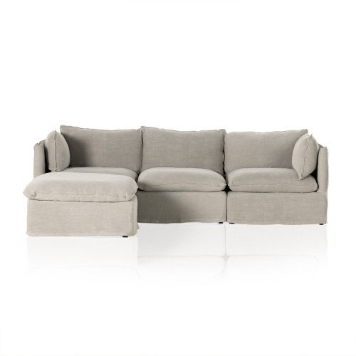 Andre Slipcover 3-piece Sectional W/ Ottoman