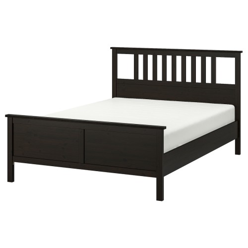 HEMNES Bed frame, black-brown/Luröy, Full - IKEA